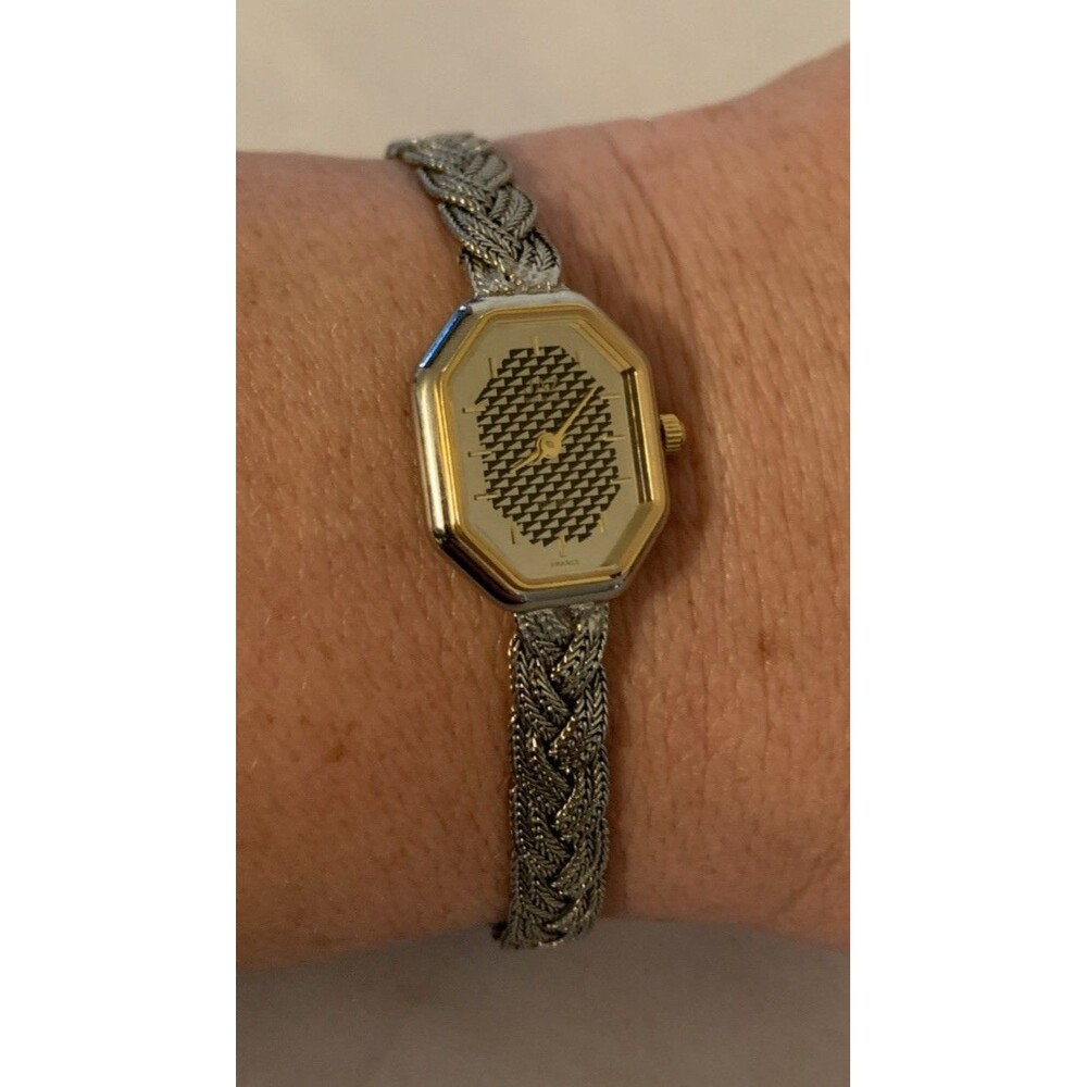 JAZ Paris Women’s Quartz Watch Mesh Bracelet Black Dial Gold Bezel New Battery